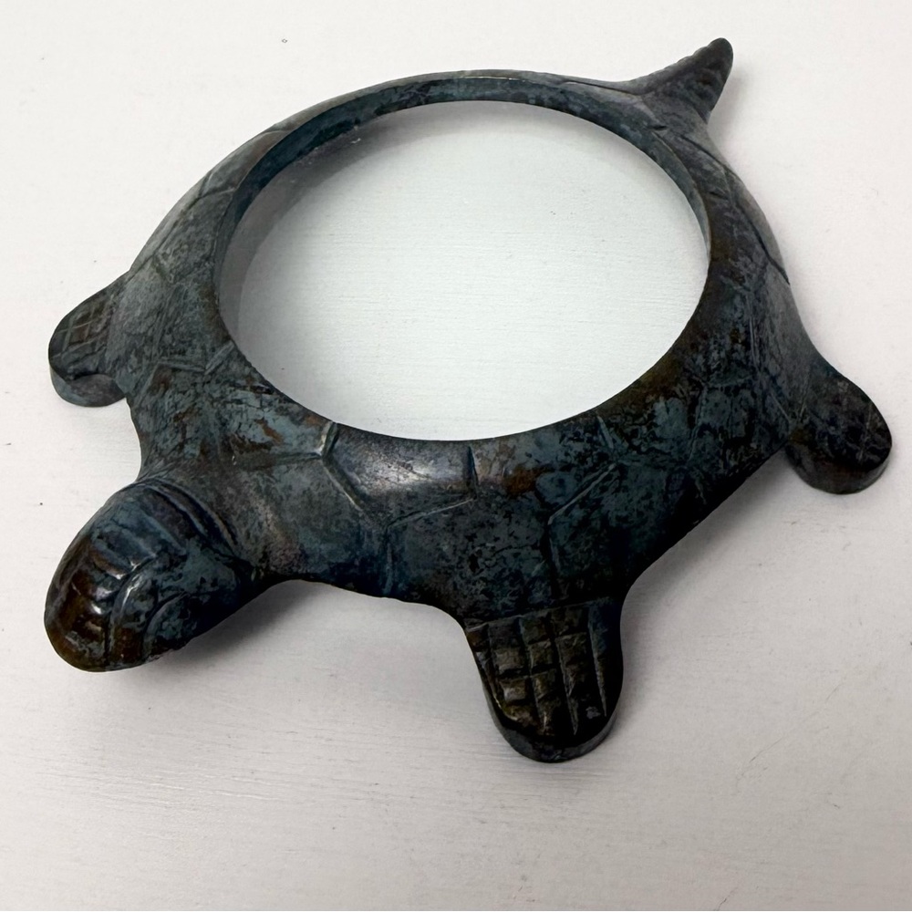 VTG Brass Bronze Turtle Tortoise Magnifying Glass Paperweight